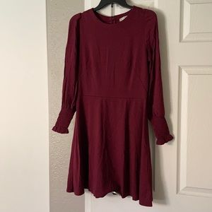 LOFT TALL Long Sleeve Zip Back Ruffle Cuff Dress
